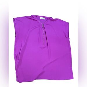 Cato‎ Sleeveless Zip Blouse 18/20W Purple Soft Luxe Minimal Workwear